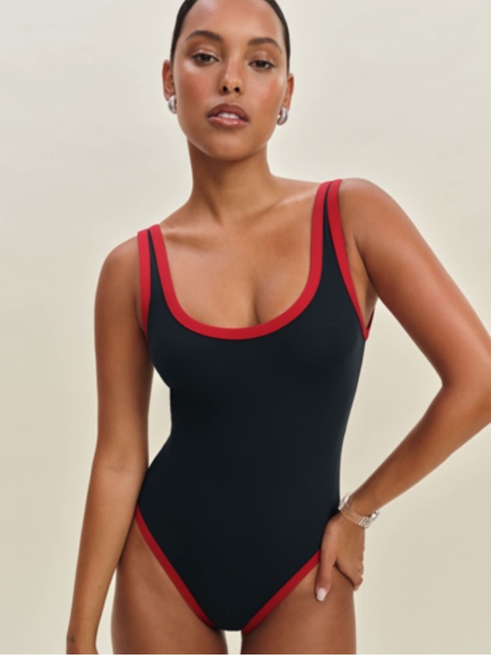 Reformation Other - Reformation Black One-Piece Swimsuit with Red Trim